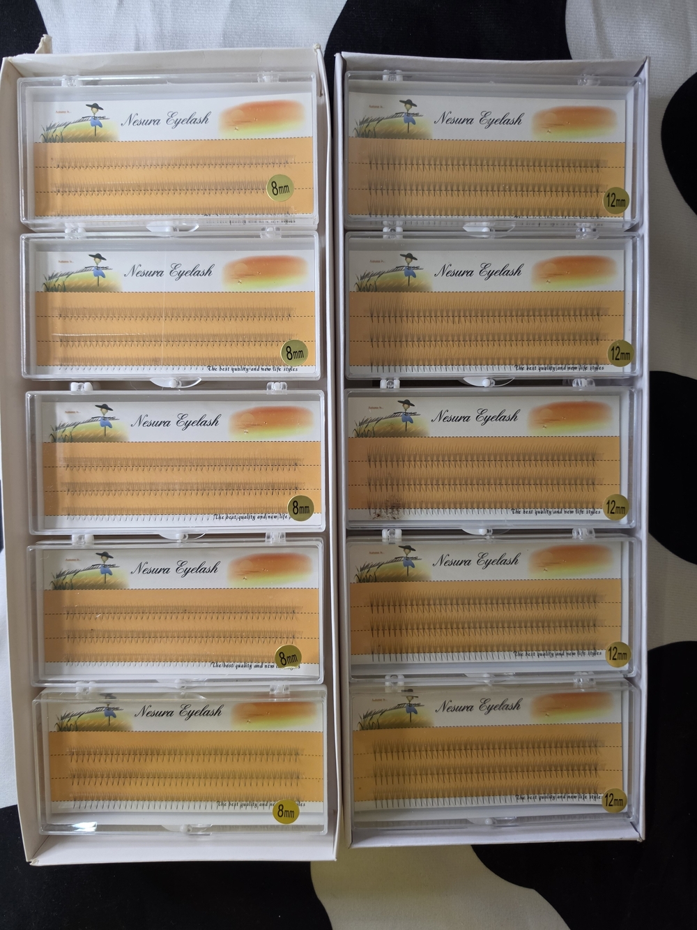 New 20-Piece Nesura Individual Eyelid Lash Clusters Wholesale Bundle - 8mm & 12m